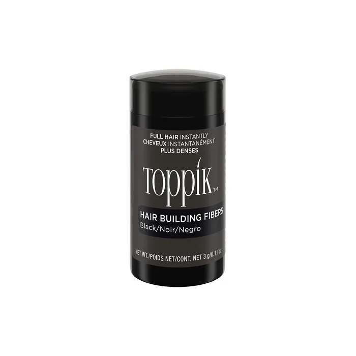 Toppik Hair Building Fibers Powder Black 3g Bottle - Instant Thinning Concealer for Men and Women