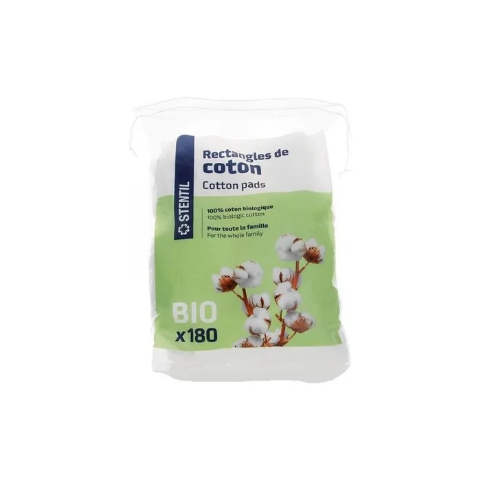 Stentil Cotton Rectangles 180 Pieces - 100% Organic Disposable Cotton