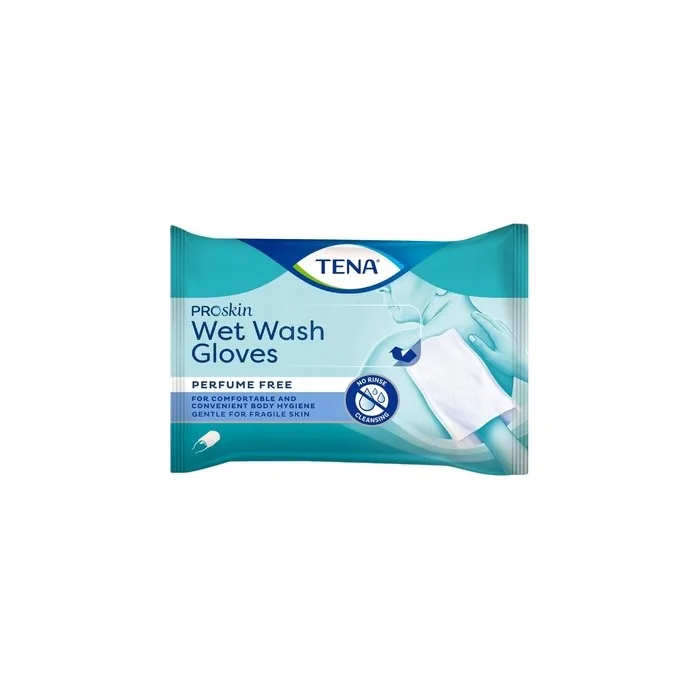 Tena Wet Wash Gloves - 8 Pieces