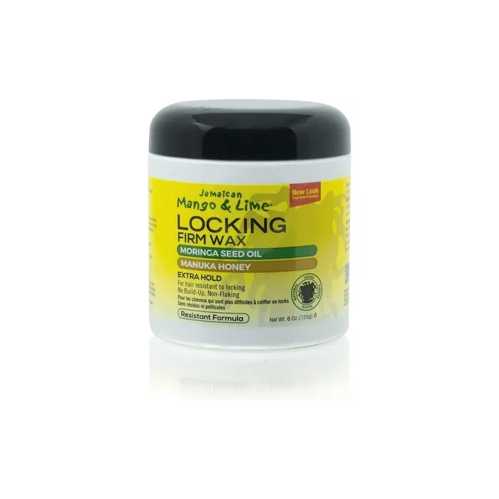 Jamaican Mango & Lime Locking Firm Wax 155g Extra Firm Hold for Hard-to-Lock Resistant Hair with Manuka Honey and Moringa Seed Oil