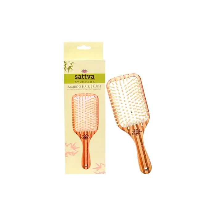 Sattva Bamboo Hair Brush for Long Hair, Curls, and Extensions with Scalp Massage